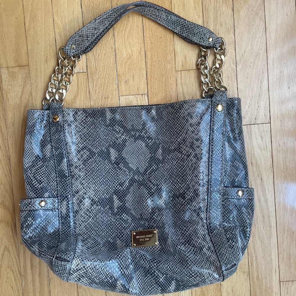 Beautiful Michael Kors Chain Snakeskin Python Embossed Shoulder Bag